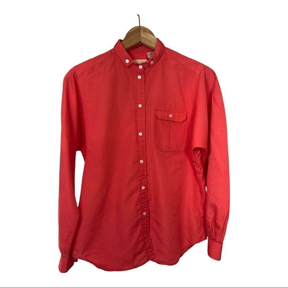 VINTAGE 1980’s LIZ CLAIBORNE Women’s Long Sleeve Button Down Shirt Orange Size 6
